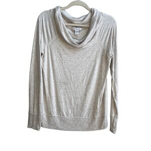 Athleta Studio Barre II Cowl Neck Long Sleeve Sweatshirt Heather Tan Size S
